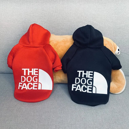 Pet Dog Hoodies Autumn and Winter Season Large Dog Clothes Dog Face Text Pattern French Bulldog Labrador Jacket Clothing