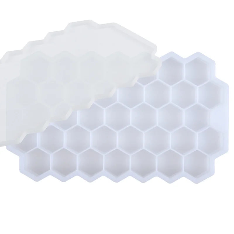 37 Cell Honeycomb Silicone Ice Tray Mold with a Lid Home-made Creative Ice Box Easy to Release Mold