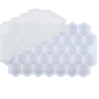 37 Cell Honeycomb Silicone Ice Tray Mold with a Lid Home-made Creative Ice Box Easy to Release Mold