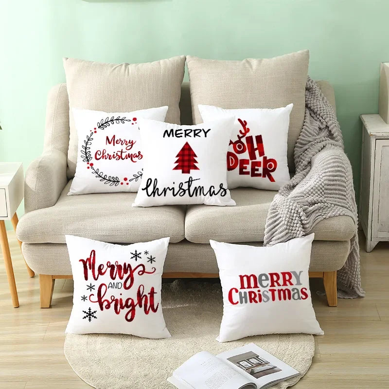 45cm Christmas Cushion Cover Pillowcase 2024 Christmas Decorations for Home Ornament Xmas New Year Christmas Decor 2023 Noel