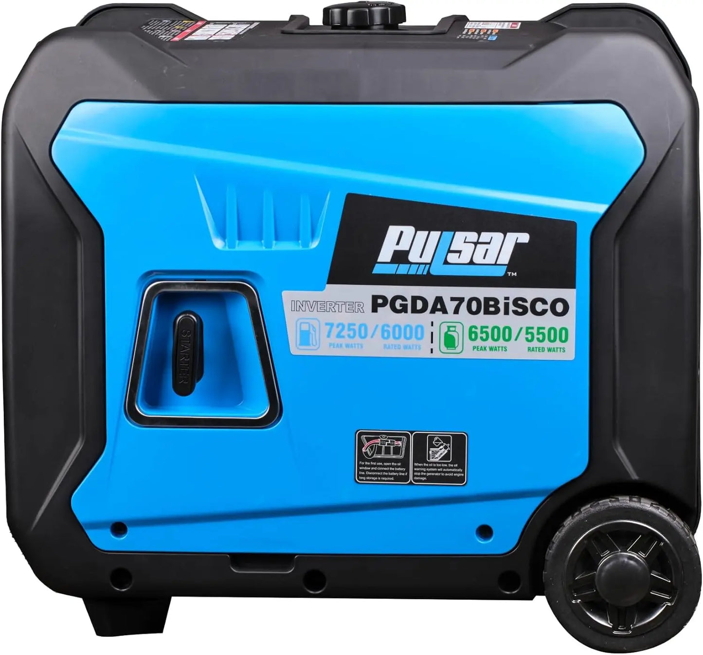 7250 Watt Super Quiet Dual Fuel Inverter Generator with Remote Start electric and recoil start options provide convenience