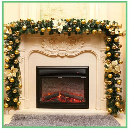 Christmas Rattan Garland Decorative Staircase Fireplace Christmas Decoration Xmas Tree Rattan Banner Stair Wreaths with Light