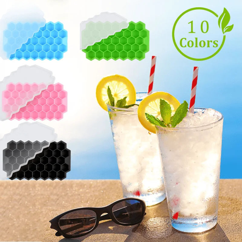 37 Cell Honeycomb Silicone Ice Tray Mold with a Lid Home-made Creative Ice Box Easy to Release Mold