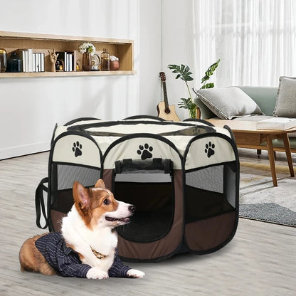 CAWAYI KENNEL Waterproof Eight-sided Cage Pet Delivery Room Removable Washable Folding Fence Oxford Waterproof Dog Tent Fences