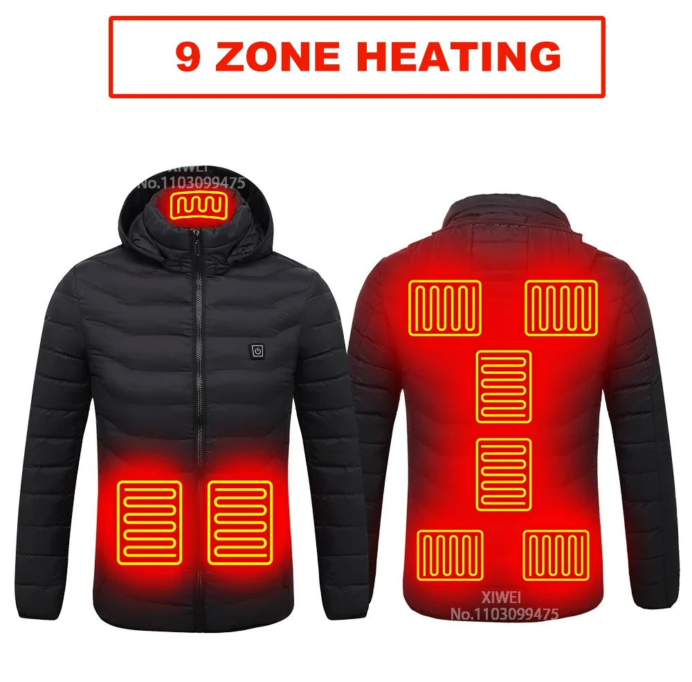 Self Heating Jacket Men Women 21 Areas USB Electric Heated Jacket Washed Ski Camping Hiking Winter Down Jacket Heated Clothing