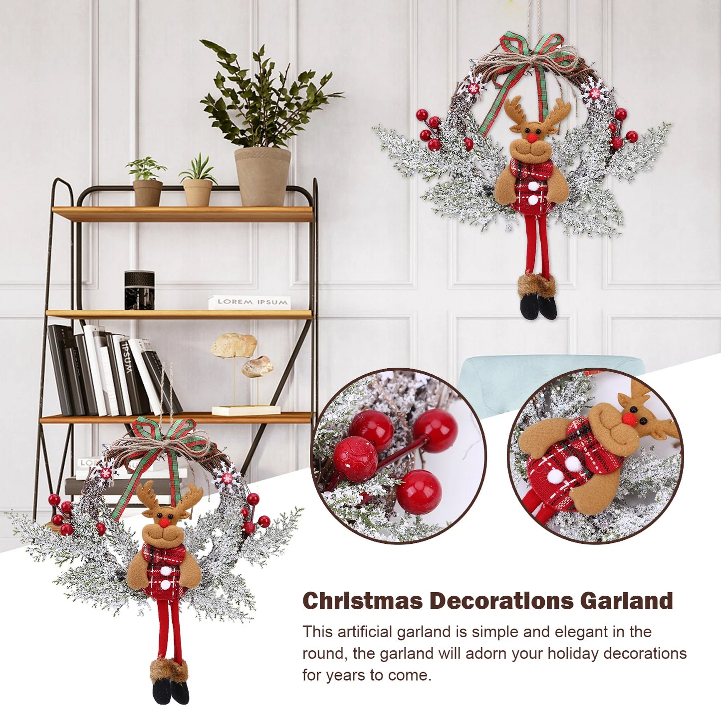 Christmas Wreath Artificial Dead Branches Garlands Hanging Floral Foliage Garland for New Year Xmas Navidad Decoration Ornaments