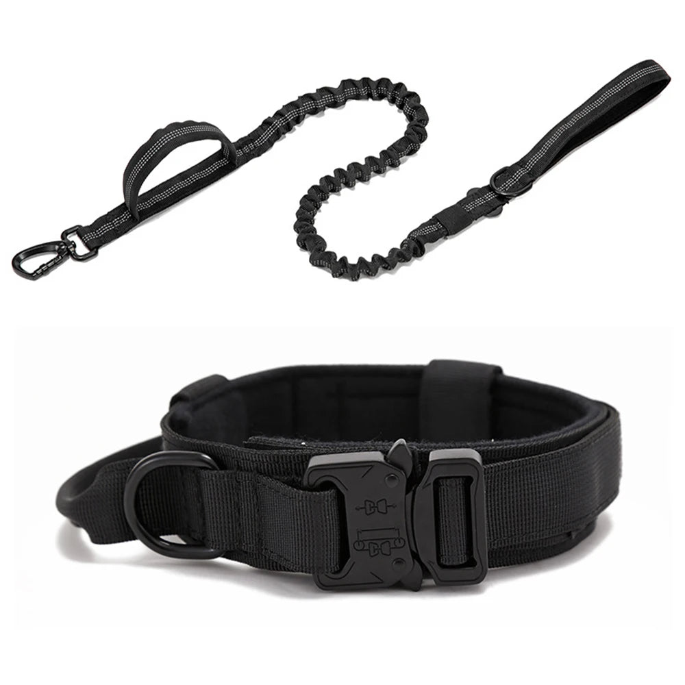 Pet Dog Collar Leash Set Nylon Material Durable Dog Collar Reflective Leash Pet Tactical Training Dog Collar Large Dog Leash Set