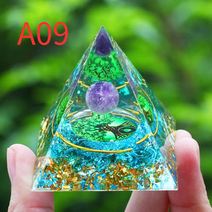 Crystals Stone Orgone Pyramid Energy Generator Natural Amethyst Peridot Reiki Chakra Meditation Tool Room Decor Christmas Gifts