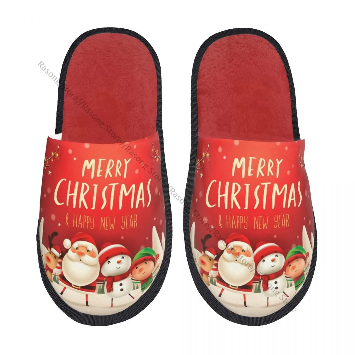 Winter Slipper Woman Man Fluffy Warm Slippers Santa Claus Snowman Reindeer And Elf In Christmas House Slippers Shoes