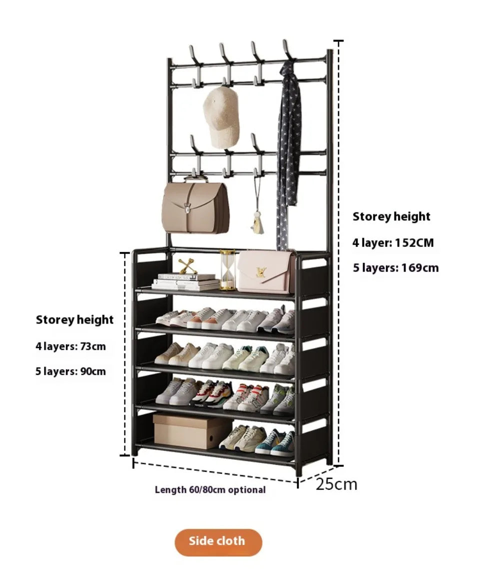 Clothes Hat Hangers Shoe Rack Multi-ayer Shoe Rack Simple Floor Shoes and Hat Racks Load-bearing Living Room Organizer Shelf