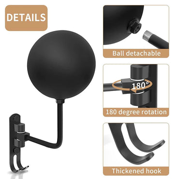 Motorcycle Helmet Rack Wall-Mount Helmet Display Holder with Hook 180° Rotation Bike Helmet Hanger for Home Garage Organizer