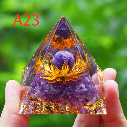 Crystals Stone Orgone Pyramid Energy Generator Natural Amethyst Peridot Reiki Chakra Meditation Tool Room Decor Christmas Gifts