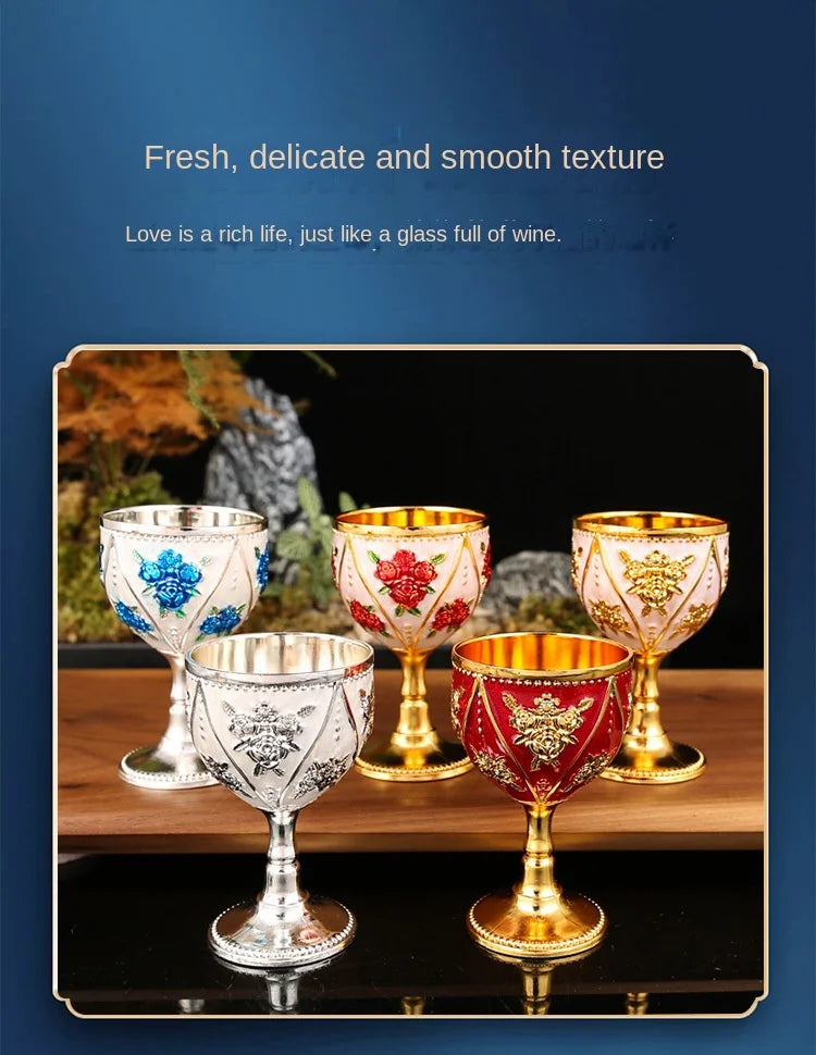 Small Wine Cup One Mouthful European High-end 30ml Baijiu Cup Creative Household Vintage Metal Glass Baijiu Cup