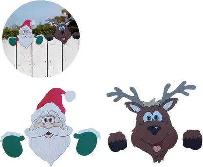 New year Santa Claus fence peeps Christmas decoration outdoor holiday occasion home garden