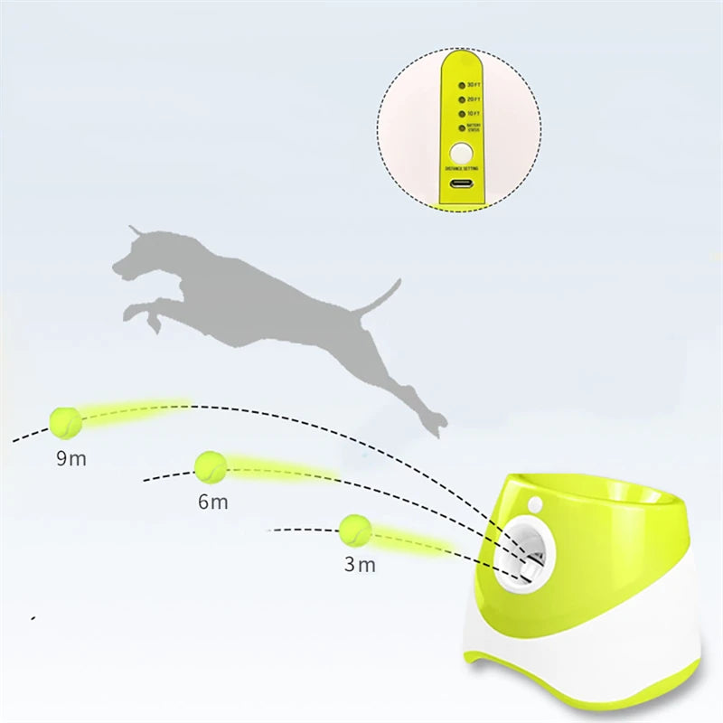 Dog Tennis Launcher Automatic Pet Dogs Chase Toy Mini Tennis Throwing Pinball Machine Fun Interactive Throw Rechargable Catapult