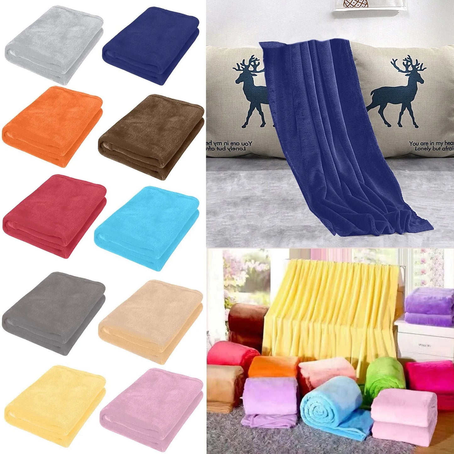 Fleece Throw Blanket Extra Soft Warm Fuzzy Bed Plush Lightweight Microfiber Couch Sofa Blankets Blankets For Beds Solid Blue