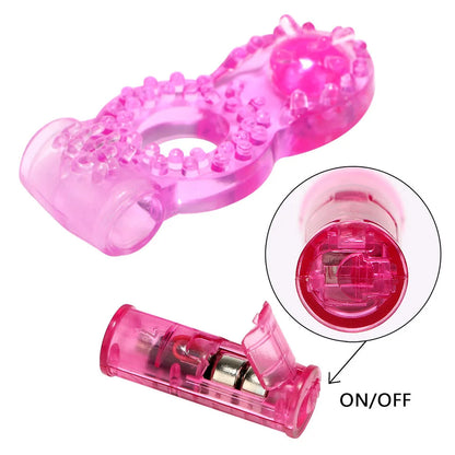 Penis Ring Vibrator Strong Penis Erect Cock Ring Crystal Butterfly Vibrating Rings Enhance Sex Ability Product Sex Toys For Men