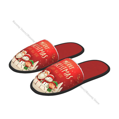 Winter Slipper Woman Man Fluffy Warm Slippers Santa Claus Snowman Reindeer And Elf In Christmas House Slippers Shoes