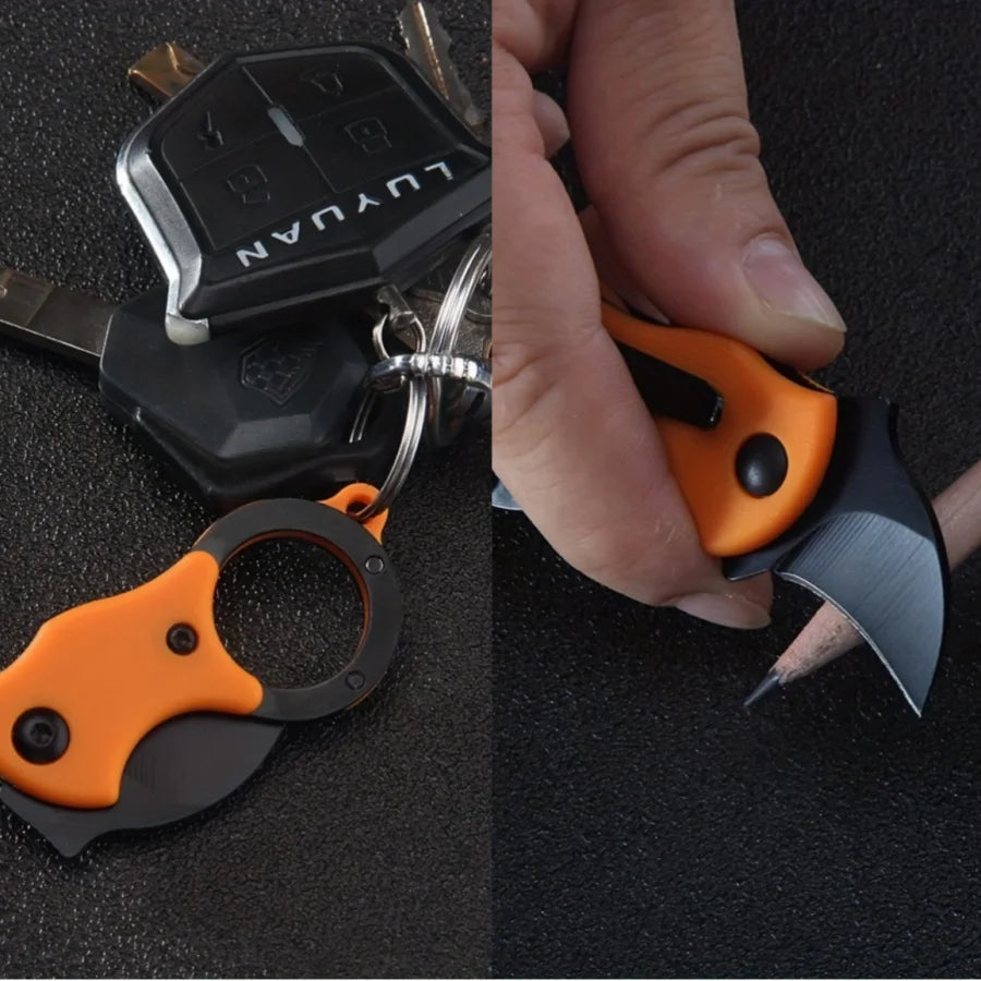 Outdoor Folding Knife EDC Key Knife Sharp Knife Claw Knife Box Cutter Necklace Knife Camping Portable Self-defense Pocket Knife