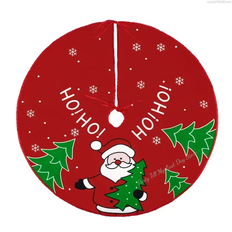 60Cm Christmas Tree Skirt Red Christmas Tree Foot Cover Santa Claus Snowflake Christmas Tree Carpet Base Mat Decorations