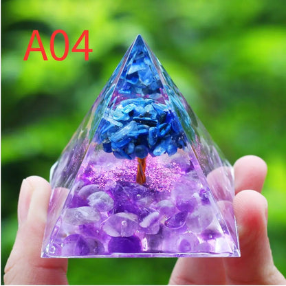 Crystals Stone Orgone Pyramid Energy Generator Natural Amethyst Peridot Reiki Chakra Meditation Tool Room Decor Christmas Gifts