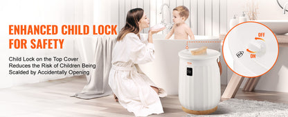 VEVOR Towel Warmer 20L Large Towel Warmer Bucket with LED Screen Auto Shut Off Child Safety Lock Heat 4-Level Time Adjustable