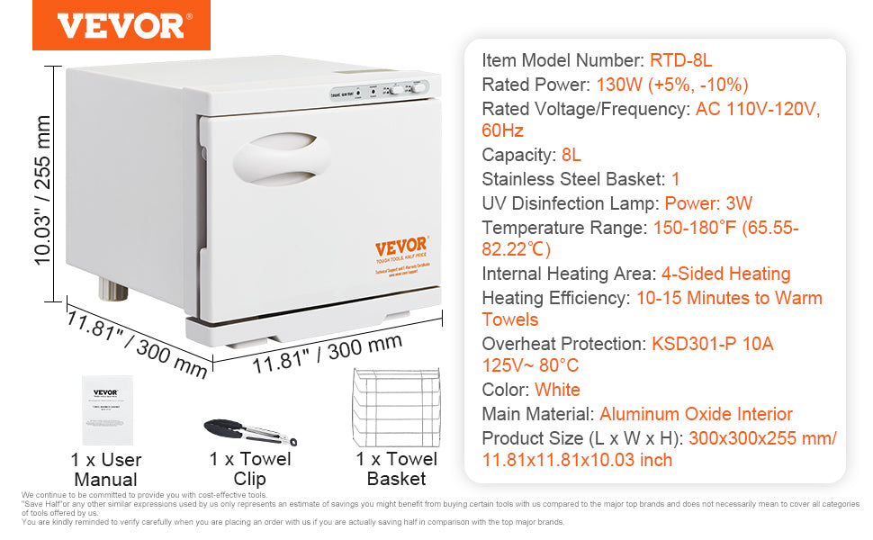 VEVOR Hot Towel Warmer 8/23L Large Capacity with See Through Window 2-in-1 Quick All-round Heating for Facials SPA Massage Salon